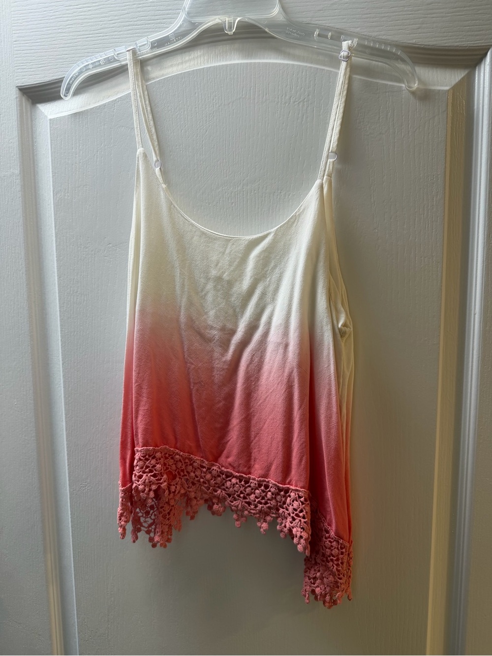 Vintage Havana Pink to Cream Ombre Crochet-Hem Cami